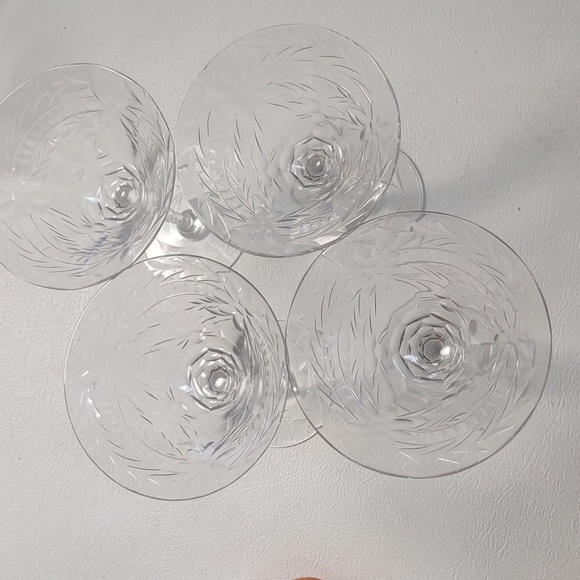 4pc Fostoria Nairn Champagne Sherbet Clear Crystal Stem Crystal wine glasses - Picture 4 of 14